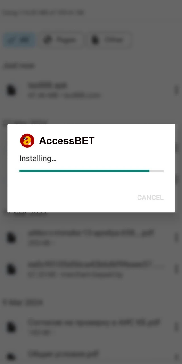 Wait for the download and start betting in the Accessbet app.