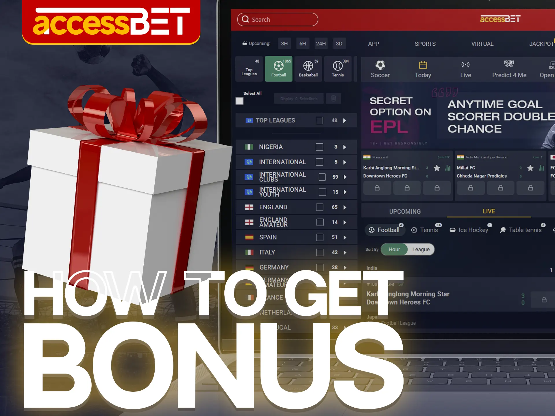 The process of getting bonuses from AccessBet is very simple, you just need to be a registered user.