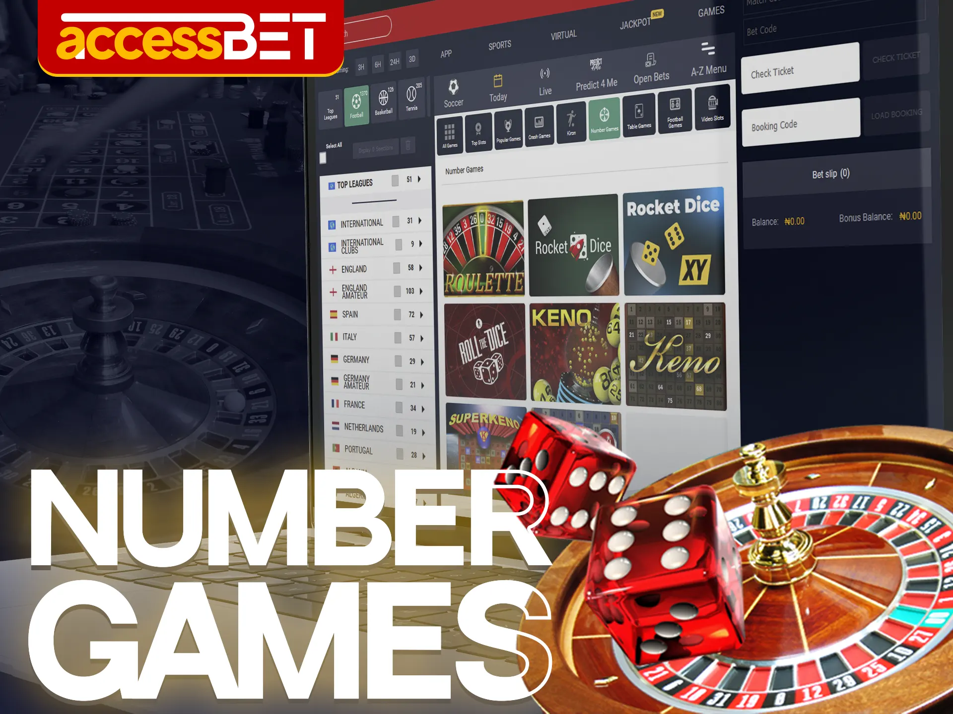 Start playing number games with Accessbet and take your winnings.