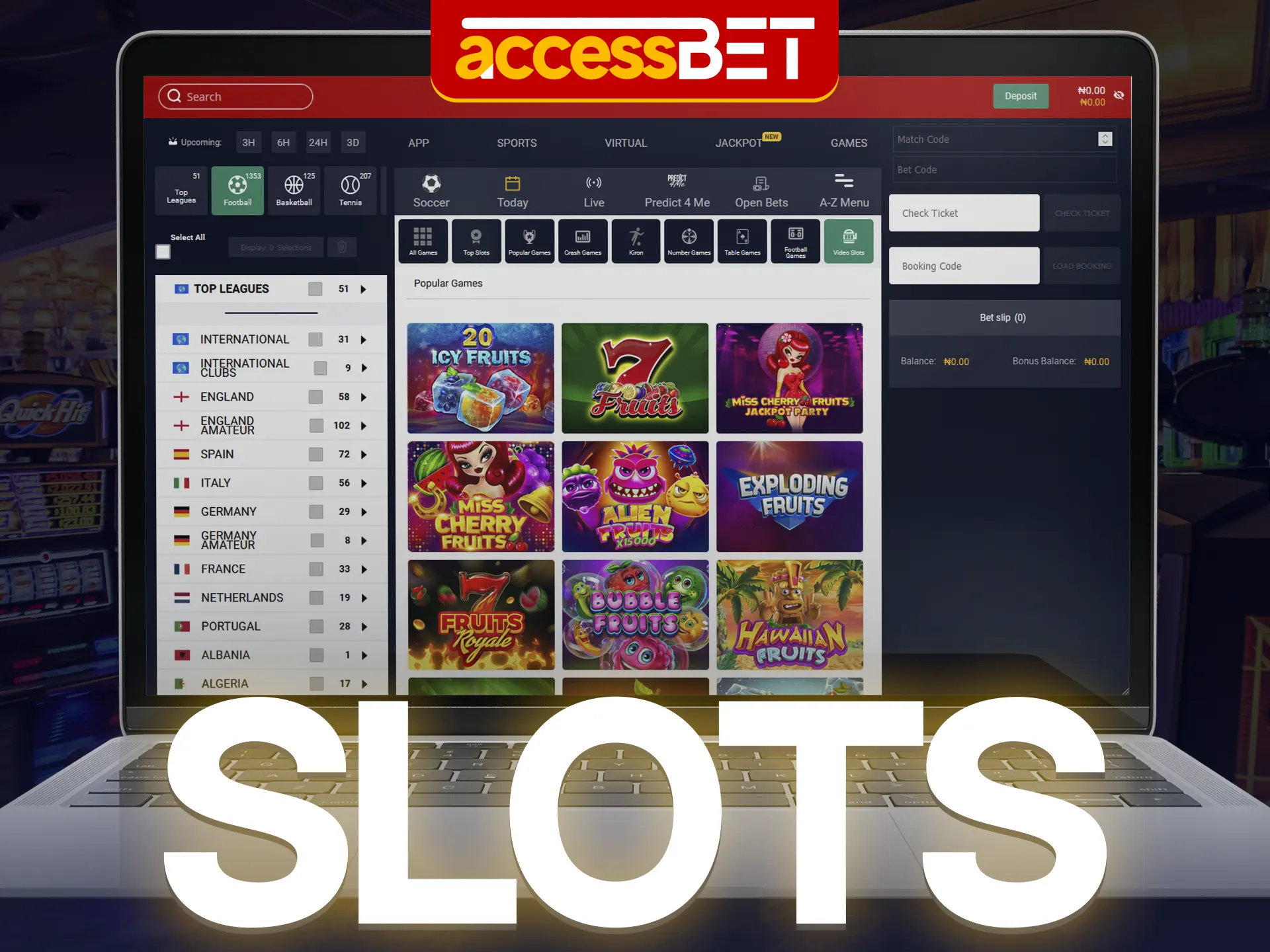 Accessbet has a large selection of slots that you can play.