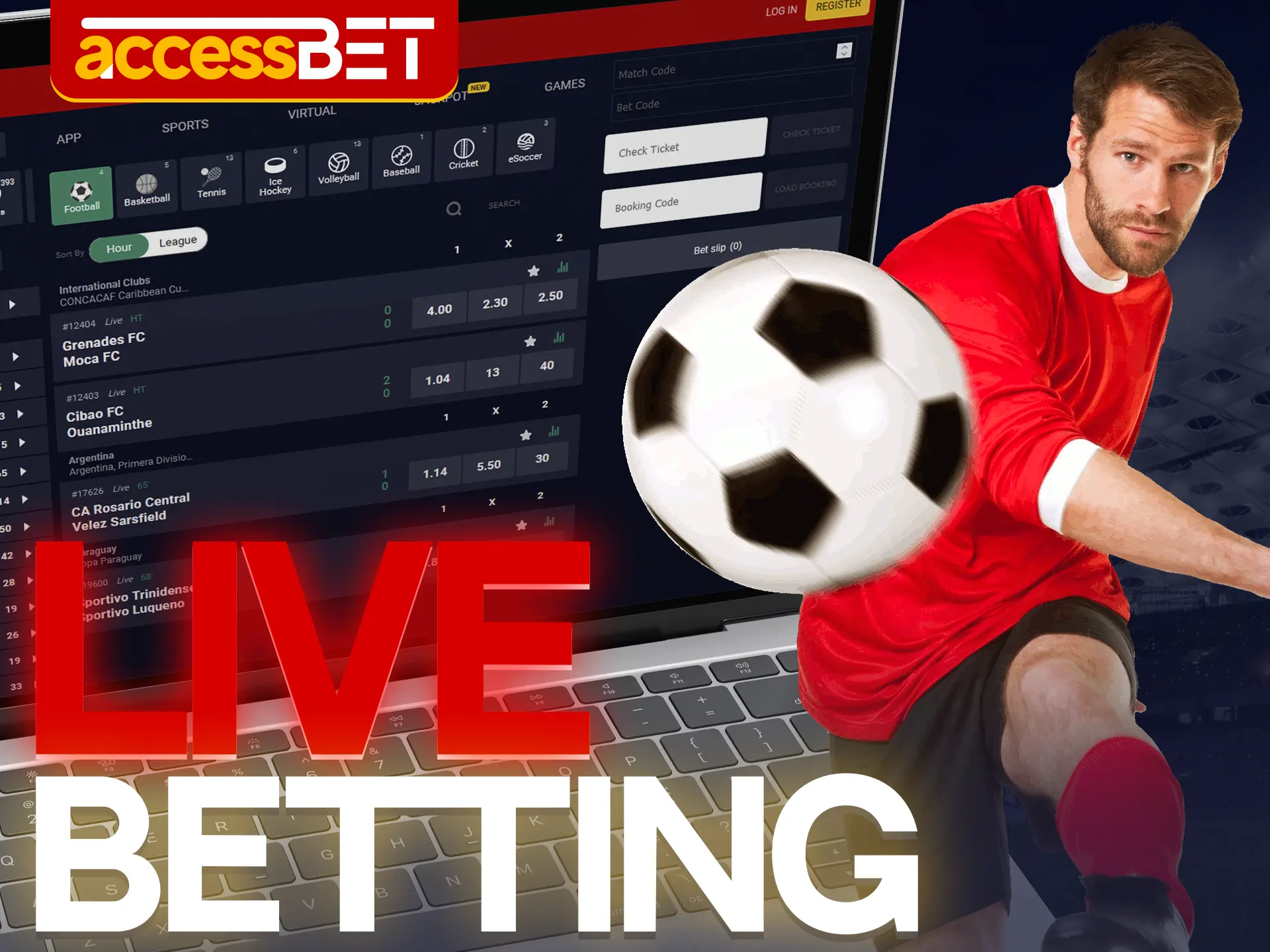 Use the live betting mode to bet on Accessbet.