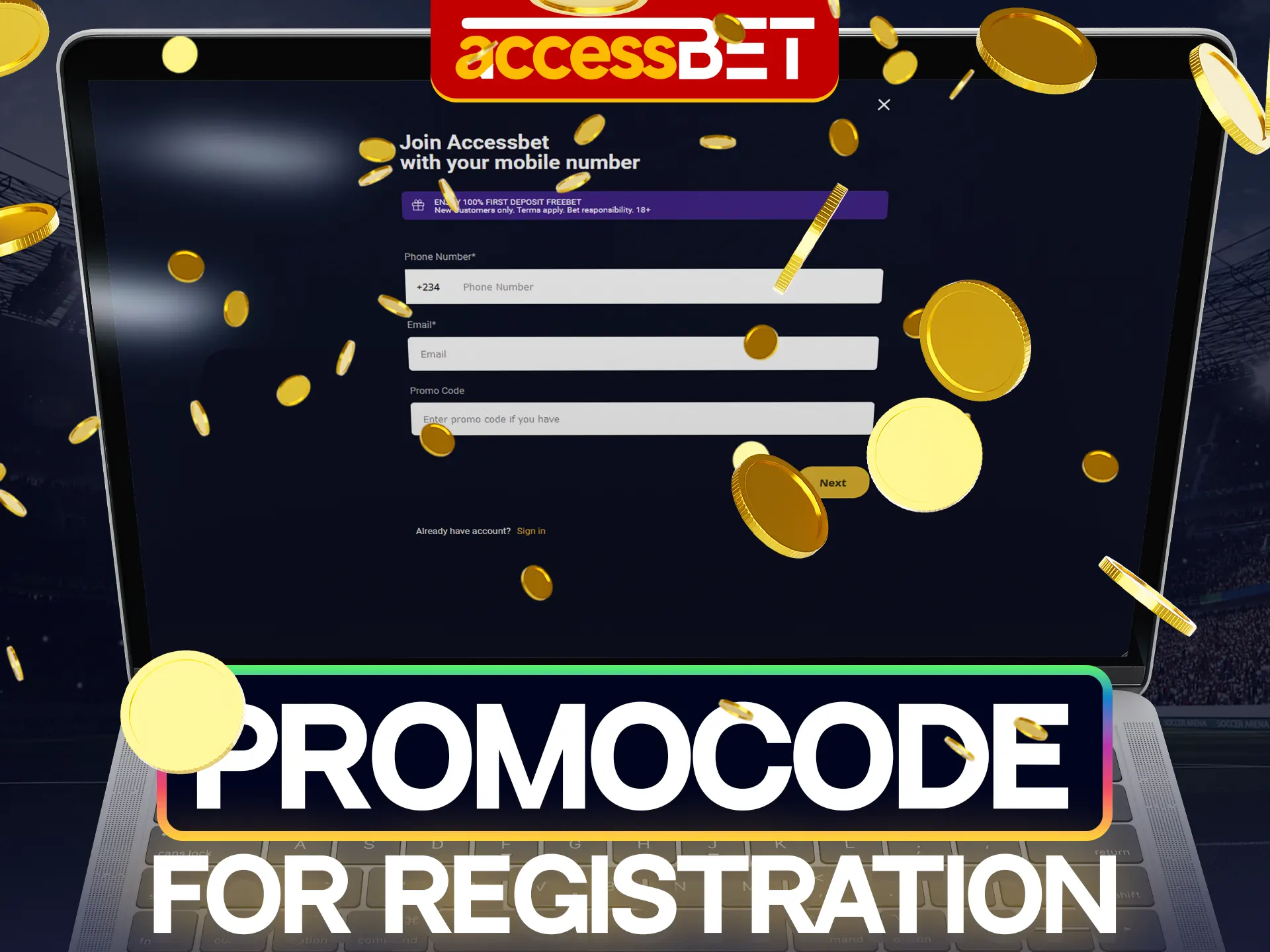 The AccessBet promo code can be used when you first register on the site to get additional benefits.