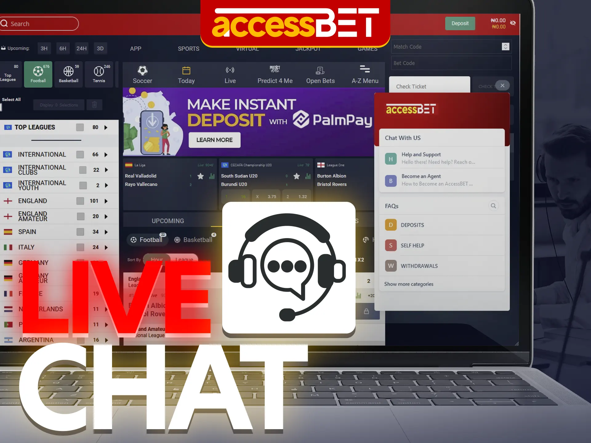 With live chat on the AccessBet website, users can get instant answers to their questions.