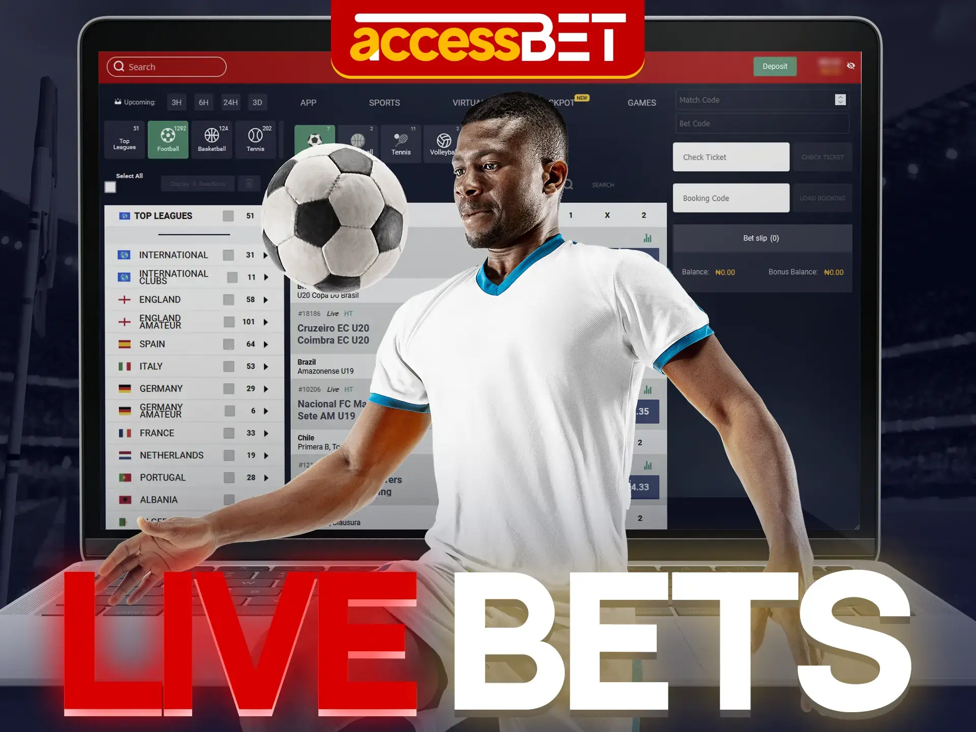 Have an unforgettable experience making your outcomes at AccessBet during live football matches.