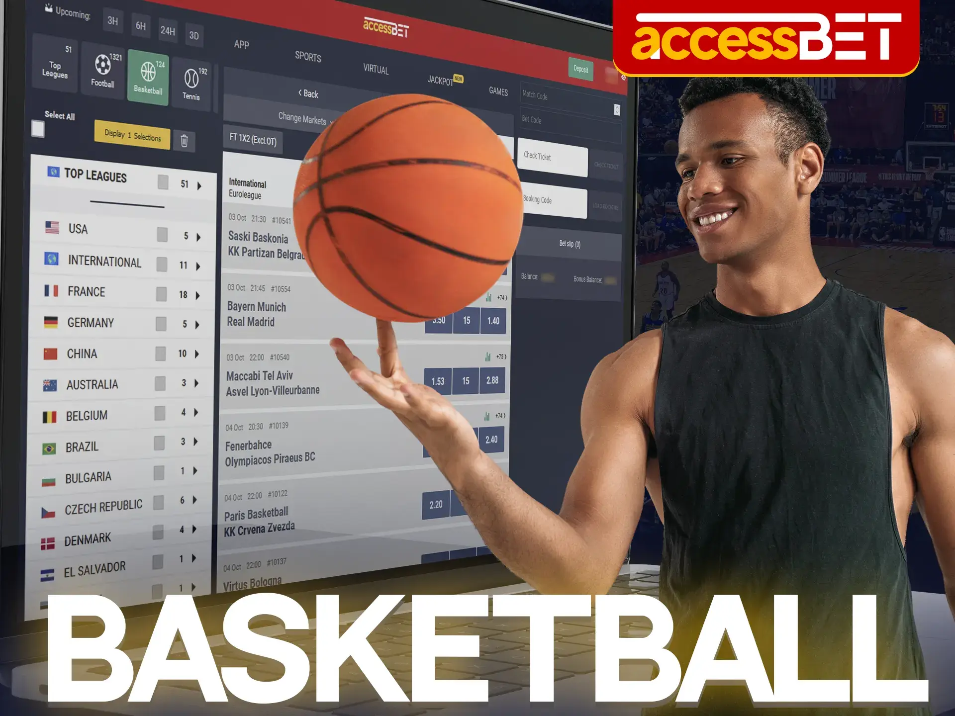 Watch the best basketball players play and don't forget to place your bets at AccessBet.