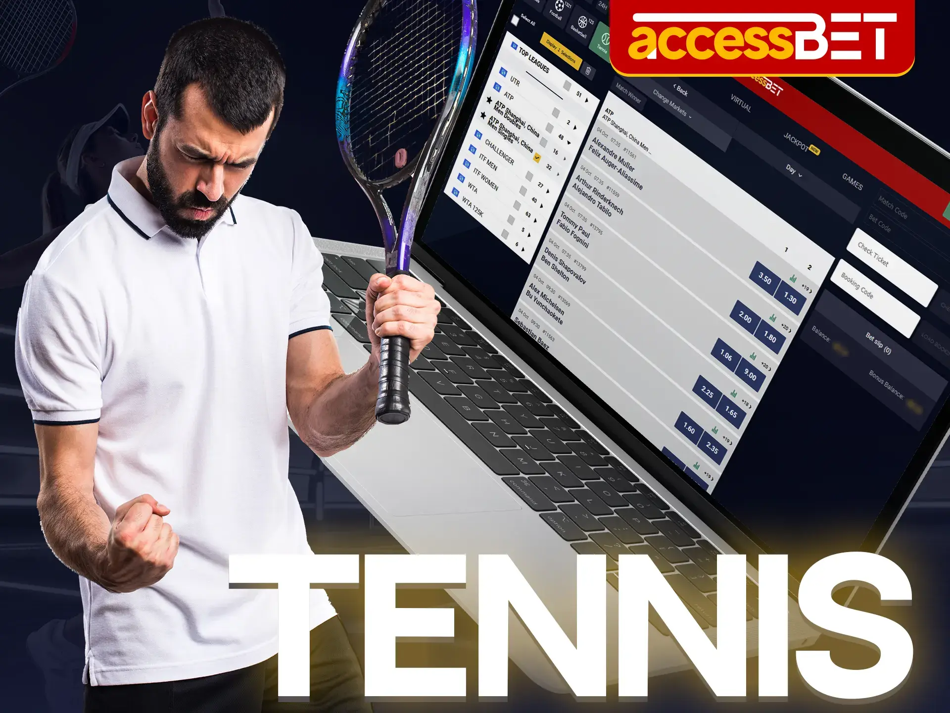 Follow the rankings of the best tennis players in the world and make accurate predictions at AccessBet.