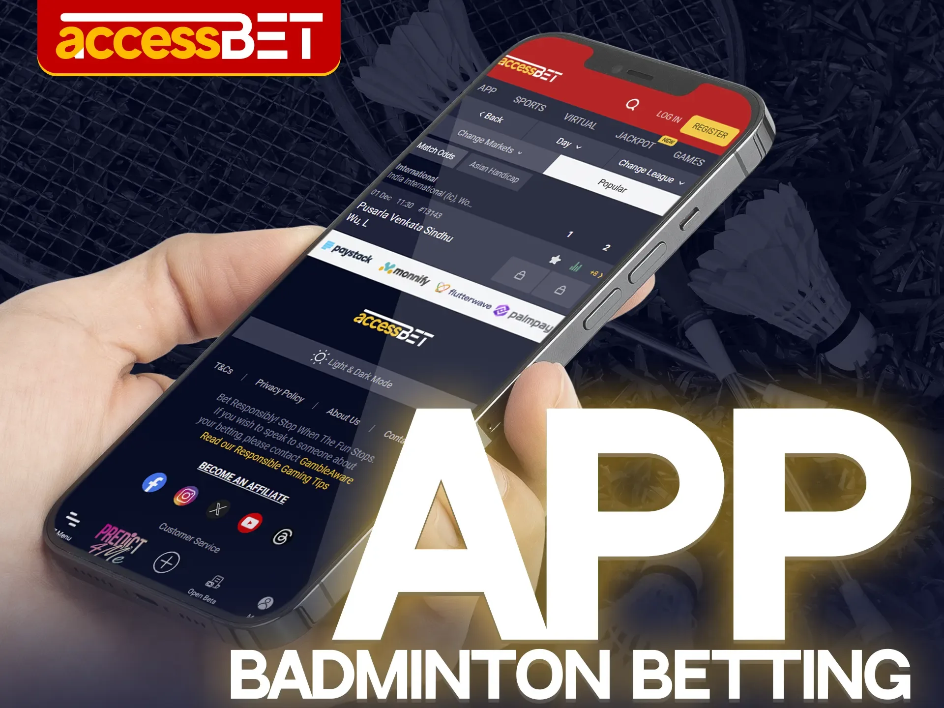 Enjoy badminton betting in the Accessbet mobile app.